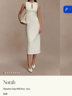 Meshki Ivory Keyhole Midi Dress